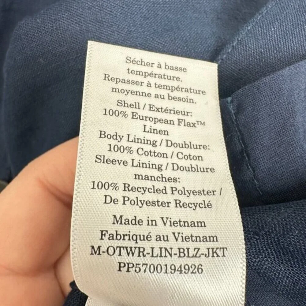 Everlane Men's Navy Blue 100% Linen Blazer Jacket Preppy Coastal Classic Size 38